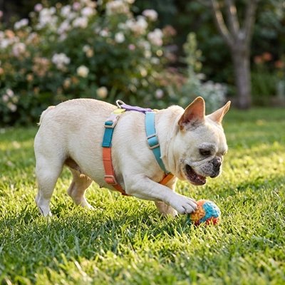 harnais chien bleu orange réglable
