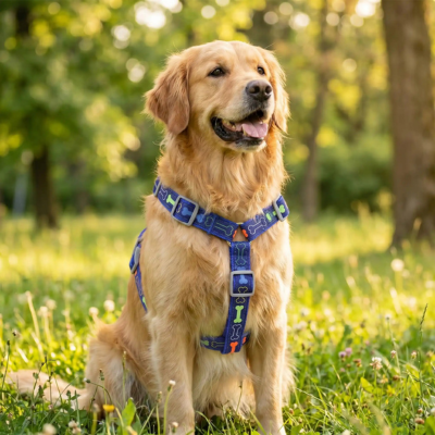harnais chien bleu respirant