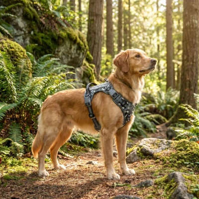 harnais chien gris clair reglable pour quotidien