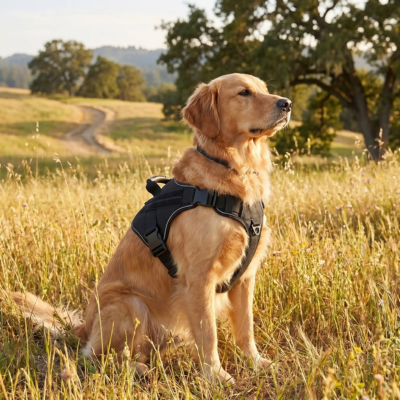 harnais chien noir ajustable