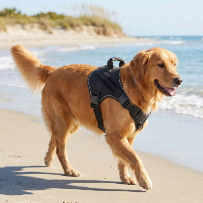 harnais chien noir anti traction