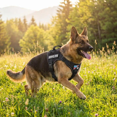 harnais chien noir avec la poignee dorsale
