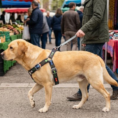 harnais chien noir controlable avec anneau dorsal