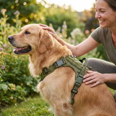 harnais chien vert armee respirant pour chien
