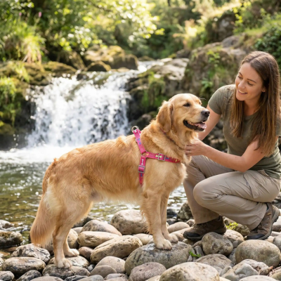 le harnais chien rose securite pour chien