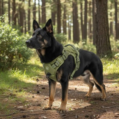 mouvement libre avec harnais chien vert armee leger