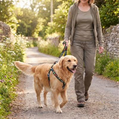 promenade sereine avec harnais chien noir reglable